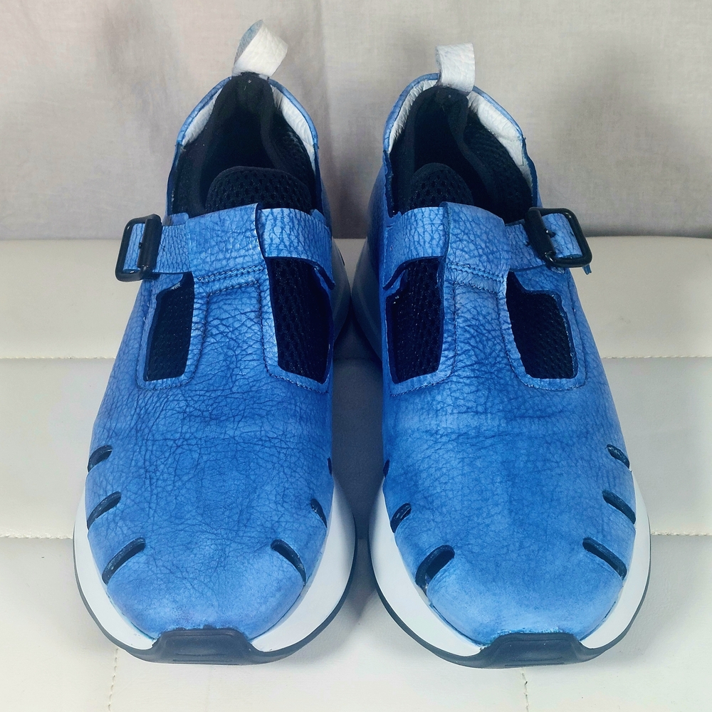 Giovanni Conti Blue Leather Extralight Sneakers, EU41, NIB/re-dyed